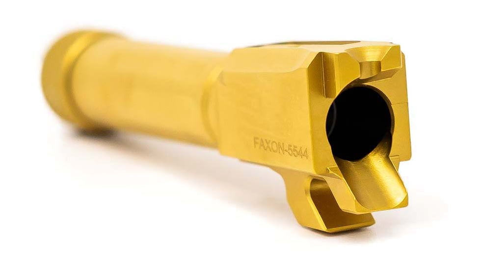 Faxon Firearms Match Series M&amp;P Shield Barrel, 9mm Caliber, 416-R, TiN Coated, Threaded, Gold, M&amp;PB910NSSOQ-T-TIN