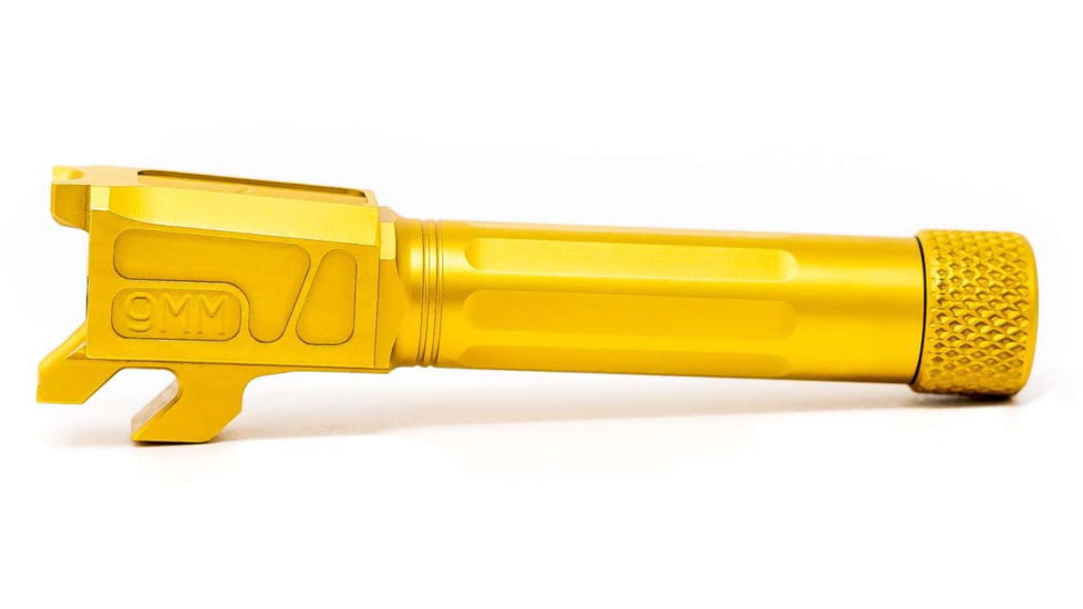 Faxon Firearms Match Series M&amp;P Shield Barrel, 9mm Caliber, 1-10 Twist, 416-R, TiN Coated, Threaded, Gold, M&amp;PB910NSSOQ-T-TIN