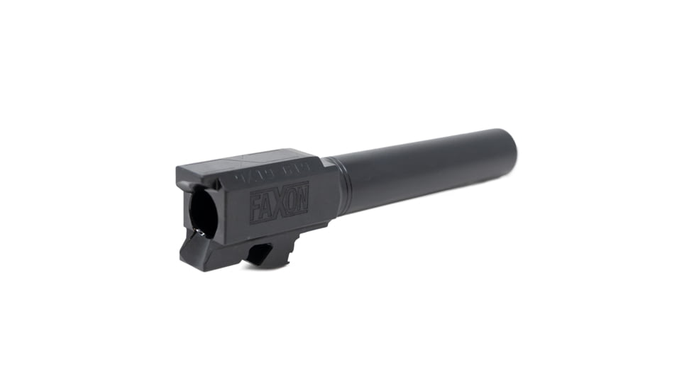 EDEMO Faxon Firearms Non-Fluted Match Series Pistol Barrel, Glock 19, 9mm, 1-10 Twist, 416-R Stainless Steel, Salt Bath Nitride, Black, GB910N19NGQ-N, EDEMO2