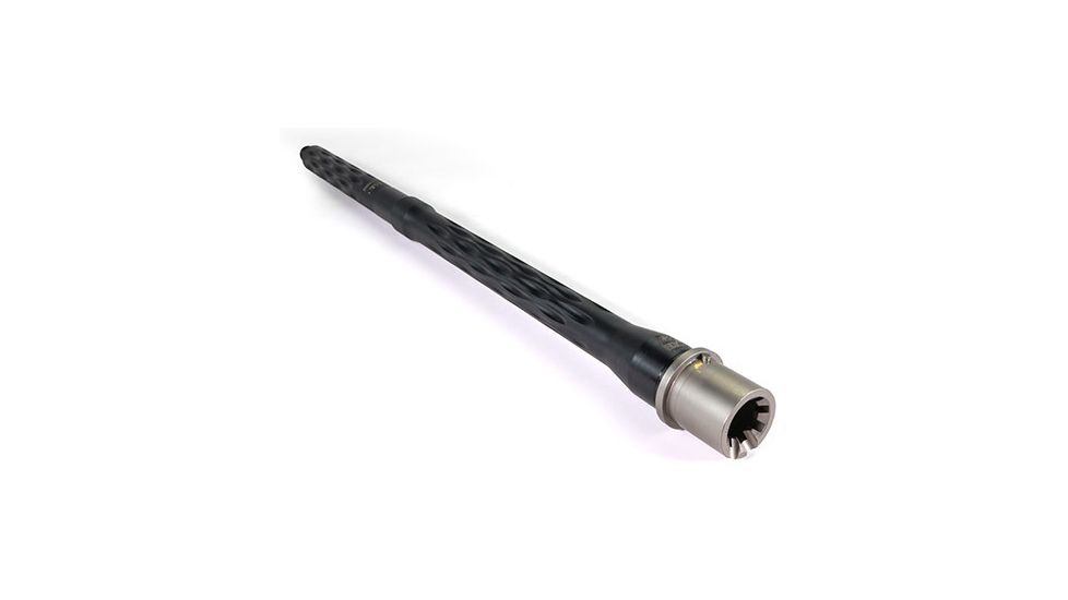 Faxon Firearms .223 Wylde Flame Fluted Rifle Barrel, Mid-Length, 416-R Stainless QPQ Nitride, 5R, NP3 Extension, Black Nitride, 16, 15BW8M16LMQ-5R-NP3