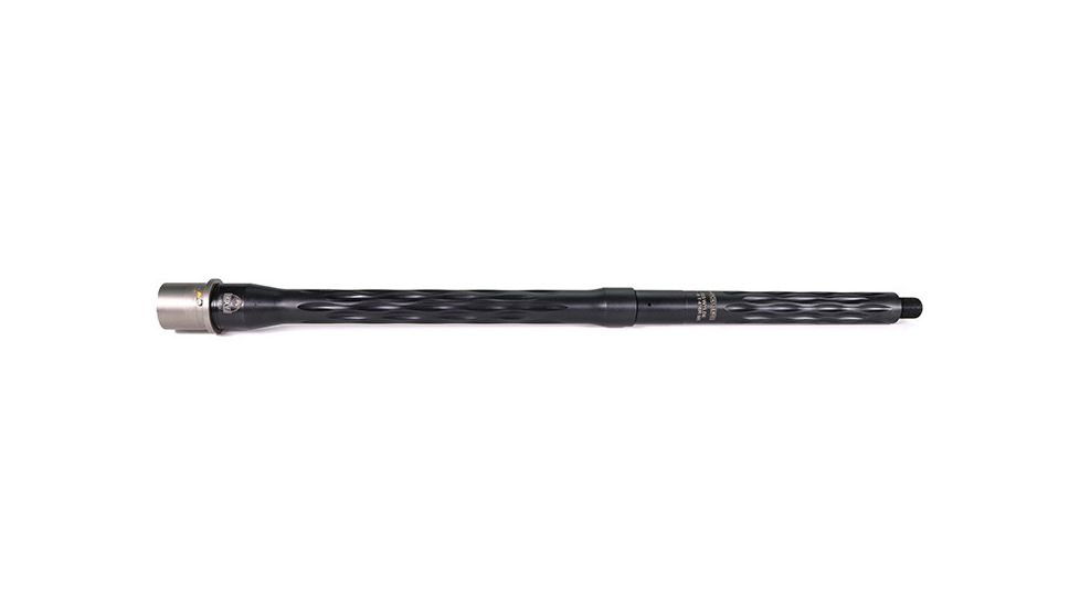 Faxon Firearms .223 Wylde Flame Fluted Rifle Barrel, Mid-Length, 416-R Stainless QPQ Nitride, 5R, NP3 Extension, Black Nitride, 16, 15BW8M16LMQ-5R-NP3
