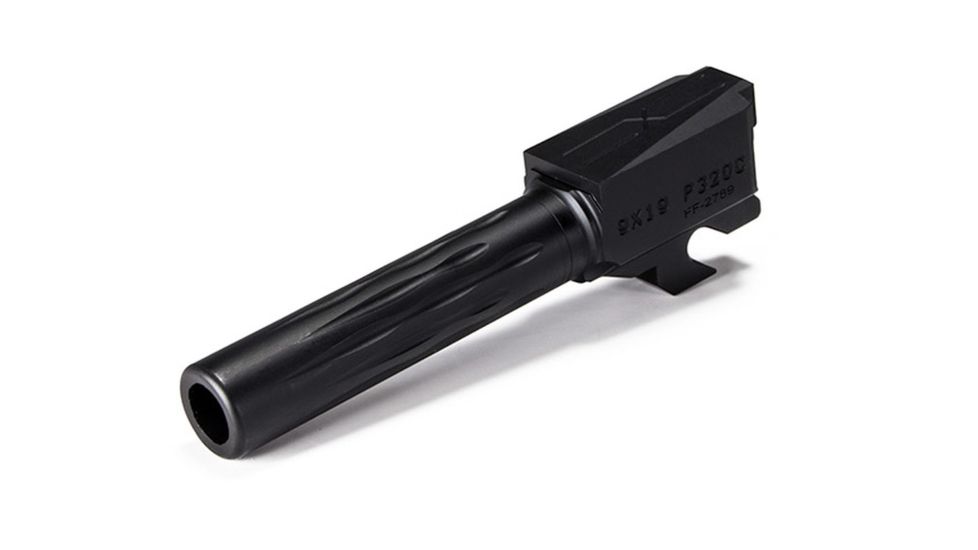 Faxon Firearms Sig Sauer P320 Compact Barrel, Flame Fluted, Non-Threaded, 9mm, 1-10 Twist, 416-R SS, Nitride, Black, 320B910NC2LOQ-N