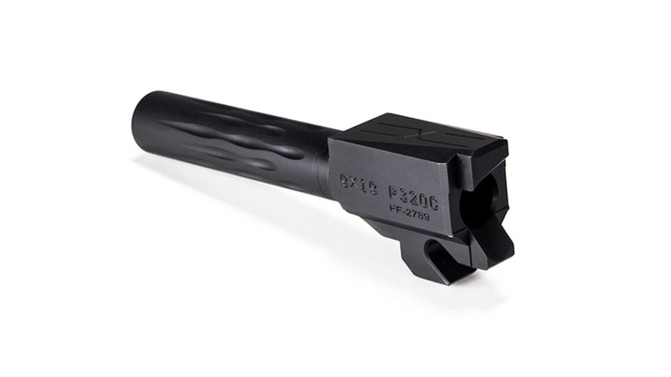 Faxon Firearms Sig Sauer P320 Compact Barrel, Flame Fluted, Non-Threaded, 9mm, 1-10 Twist, 416-R SS, Nitride, Black, 320B910NC2LOQ-N