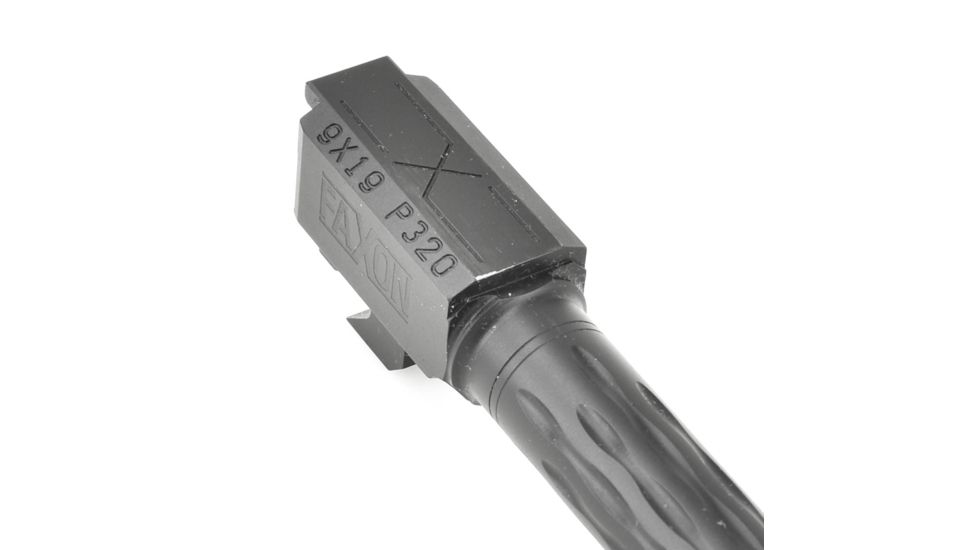Faxon Firearms Sig Sauer P320 Fullsize Barrel, Flame Fluted, 1/2x28 Threaded, 9mm, 1-10 Twist, 416-R SS, Nitride, Black, 320B910NFLOQ-T