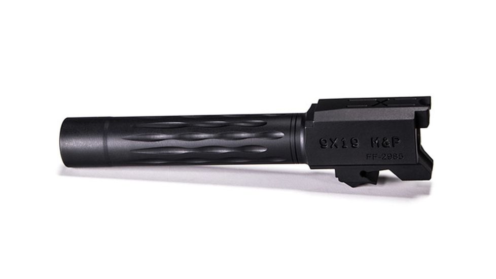 Faxon Firearms Smith &amp; Wesson M&amp;P 2.0 Compact Barrel, Flame Fluted, Non-Threaded, 9mm, 1-10 Twist, 416-R SS, Nitride, Black, M&amp;PB910NC2LOQ-N