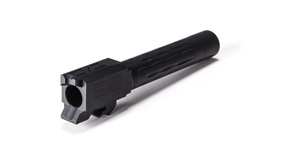 Faxon Firearms Smith &amp; Wesson M&amp;P 2.0 Compact Barrel, Flame Fluted, Non-Threaded, 9mm, 1-10 Twist, 416-R SS, Nitride, Black, M&amp;PB910NC2LOQ-N