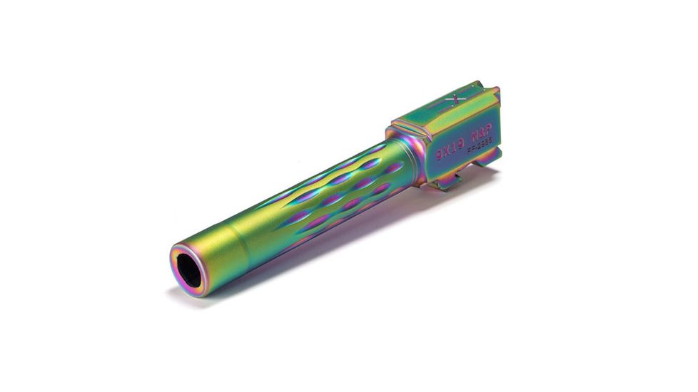 Faxon Firearms Smith &amp; Wesson M&amp;P 2.0 Compact Barrel, Flame Fluted, Threaded, 9mm, 1-10 Twist, 1/2x28, 416-R SS, Nitride, TiN, Gold, M&amp;PB910NC2LOQ-T-TiN, M&amp;PB910NFLOQ-N-NCR