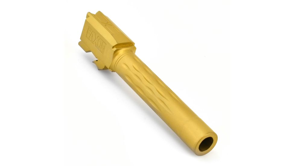 Faxon Firearms Smith &amp; Wesson M&amp;P Fullsize Flame Fluted 9mm Barrel, 1-10 Twist, 416-R SS, Nitride, TiN, Gold, M&amp;PB910NFLOQ-N-TiN