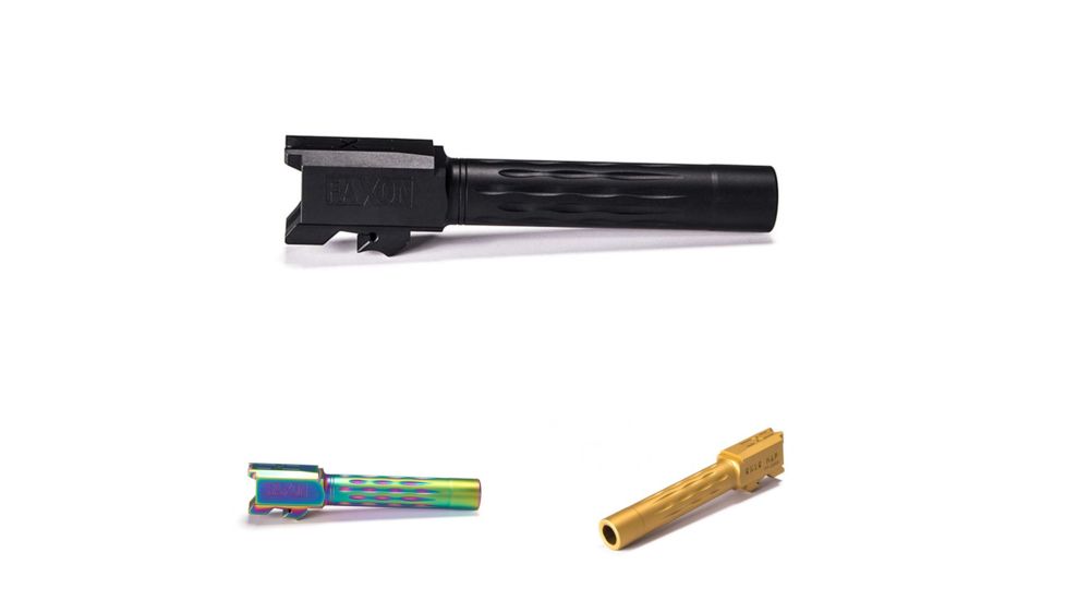 Faxon Firearms Smith &amp; Wesson M&amp;P 2.0 Compact Flame Fluted 9mm Barrel, Black, Chameleon, Gold