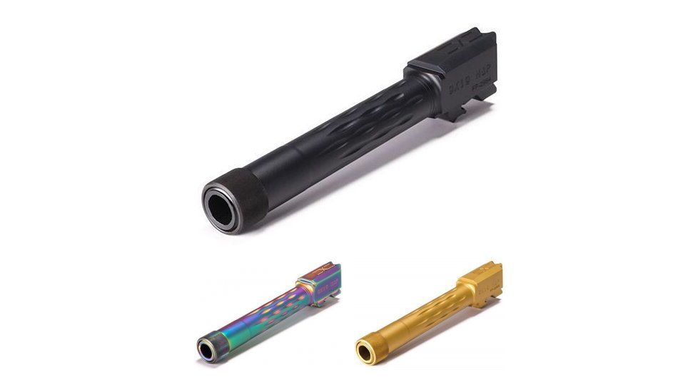 Faxon Firearms Smith &amp; Wesson M&amp;P Fullsize Flame Fluted/Threaded 9mm Barrel, Black, Chameleon, Gold