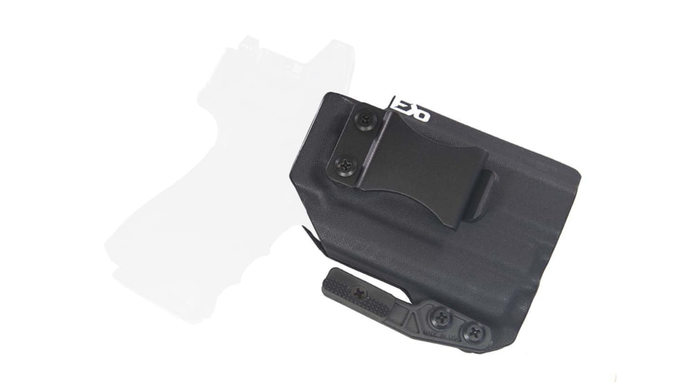 FDO Industries The Pyre Lightbearing IWB Kydex Holster for Glock 19/19X/32/45 w/Olight Baldr Mini w/claw and Optic cut, Black, 2352