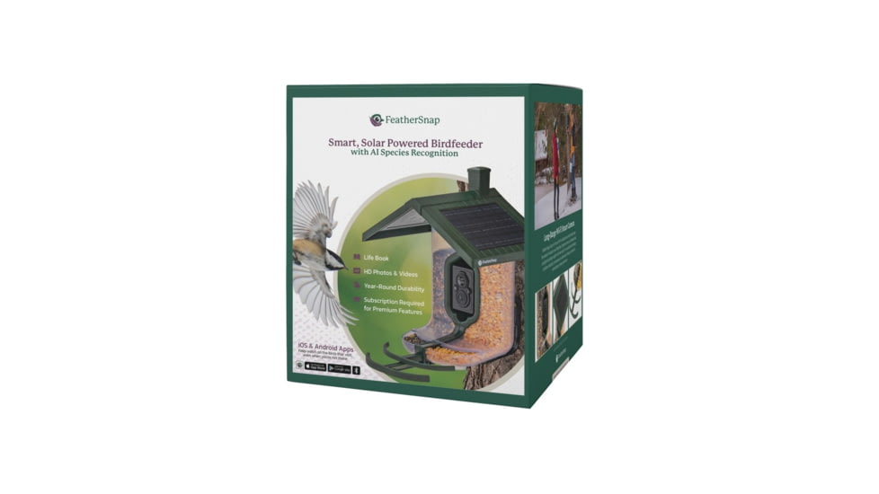 FeatherSnap Scout Version 1 Bird Feeder, Clear/Green, Small, FSBF001