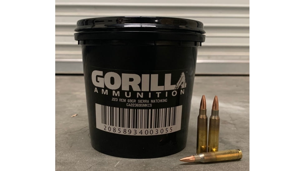 Gorilla Ammunition .223 Remington 69 Grain Sierra MatchKing Rifle Ammo, 150 Rounds, Copper, 150 Rounds, gpf-33285