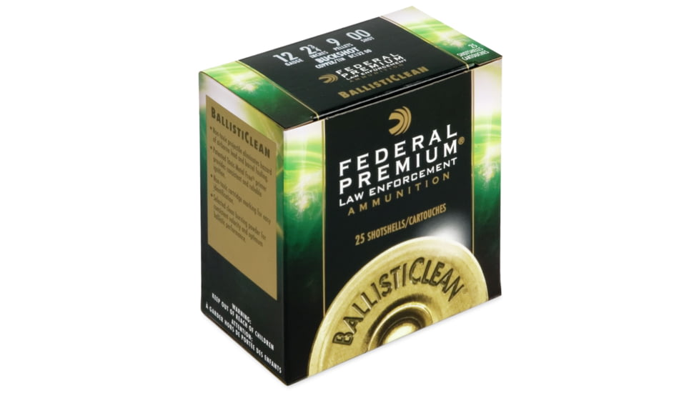 Federal Premium 12 Gauge 9 Pellet 2 3/4in Buckshot Shotgun Ammo, #00, 25 Rounds, BC132 00