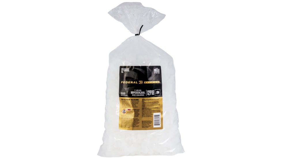 Federal Premium Podium 12 Gauge 1.125 oz Shotgun Wad, Plastic, White, 500-Pack, 12P18