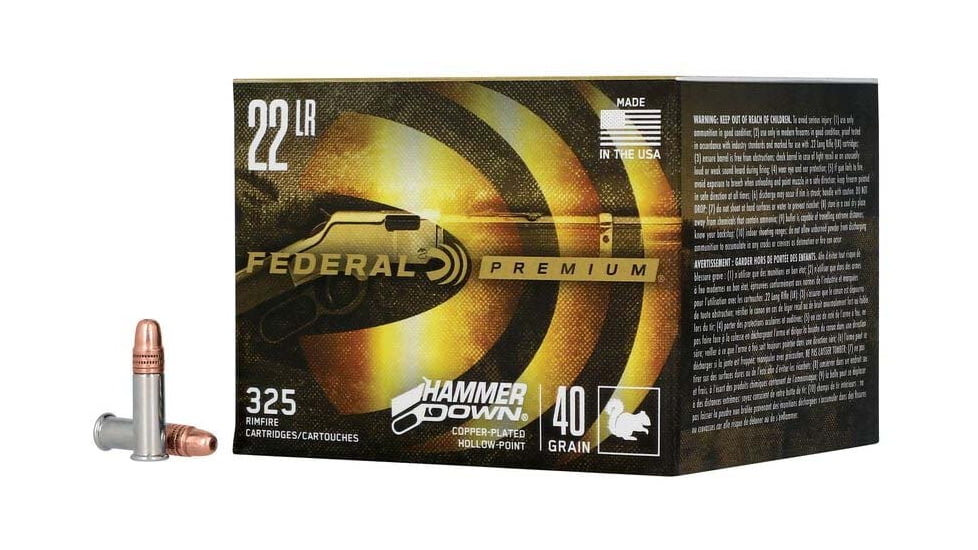 Federal 22HAM Hammer Down Rimfire 22LR 40gr Copper Plated Hollow Point 325 Per B