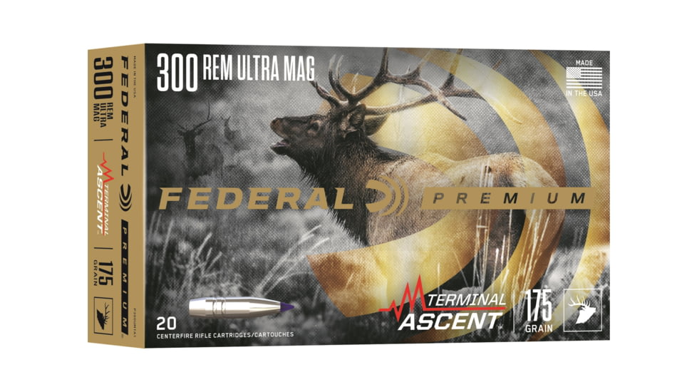 Federal 300 Rem Ultra Mag 175 Grain Terminal Acsent Brass Rifle Ammo, 20 Rounds, P300UMTA1