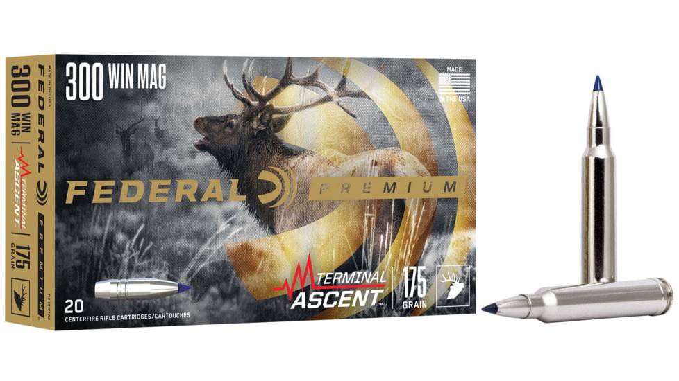 Federal 300 Win Mag 175 Grain Terminal Acsent Brass Rifle Ammo, 20 Rounds, P300WTA2