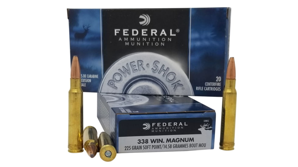 Federal 338ESC Power-Shok .338 Win Mag 225 Gr Soft Point SP 20 Bx/ 10 Cs