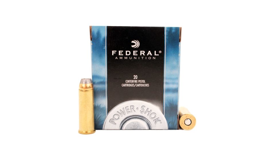 Federal Premium Power-Shok 44 Rem Magnum 240 Grain Jacketed Hollow Point Centerfire Pistol Ammo, 20 Rounds, C44A