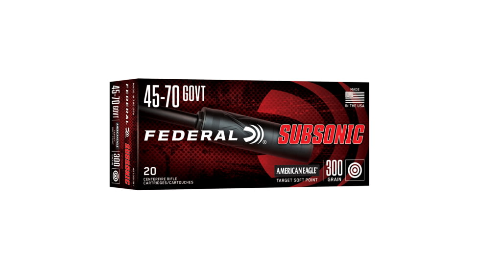 Federal 45-70 Gov 300Gr Sp Subsonic Rifle Ammo 20Rd 10Bx/Cs, A4570SUB1