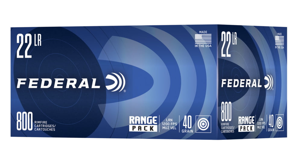 Federal Premium Champion Training - Rimfire 22 Long Rifle 40 Grain Lead Round Nose Brass Rimfire Ammo, 800 Rounds, 729B800