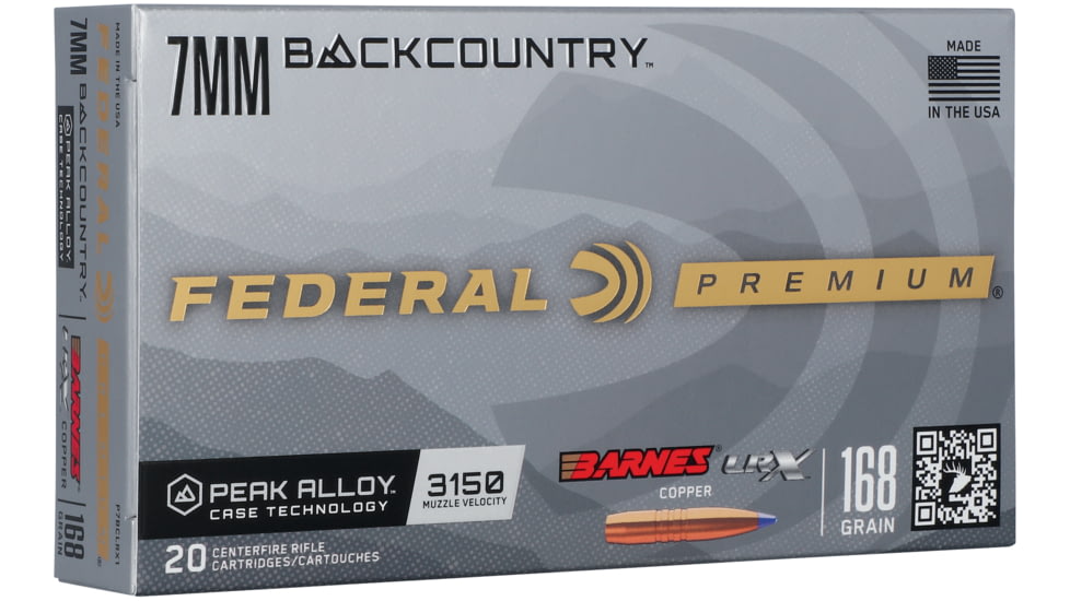 Federal 7mm Backcountry 168 Grain Barnes LRX Copper Peak Alloy Rifle Ammo, 20 Rounds, P7BCLRX1