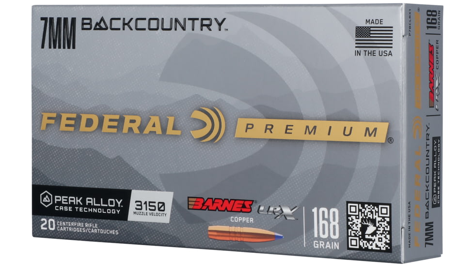 Federal 7mm Backcountry 168 Grain Barnes LRX Copper Peak Alloy Rifle Ammo, 20 Rounds, P7BCLRX1