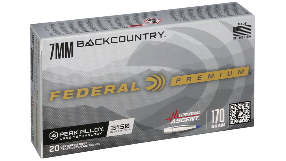 Federal 7mm Backcountry 170 Grain Terminal Ascent Peak Alloy Rifle Ammo, 20 Rounds, P7BCTA3