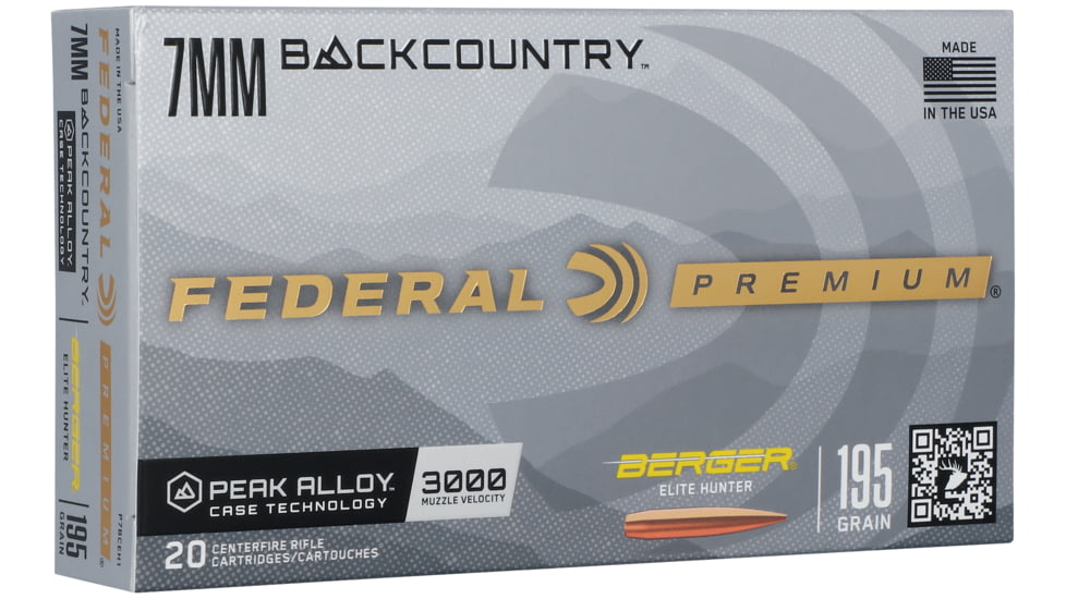 Federal 7mm Backcountry 195 Grain Berger Elite Hunter Peak Alloy Rifle Ammo, 20 Rounds, P7BCEH1