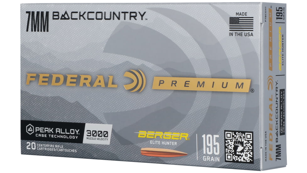Federal 7mm Backcountry 195 Grain Berger Elite Hunter Peak Alloy Rifle Ammo, 20 Rounds, P7BCEH1