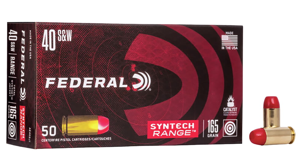 Federal Premium American Eagle Syntech 10mm Auto 205 Grain Total Syntech Jacket Flat Nose Brass Centerfire Pistol Ammo, 50 Rounds, AE10SJ1