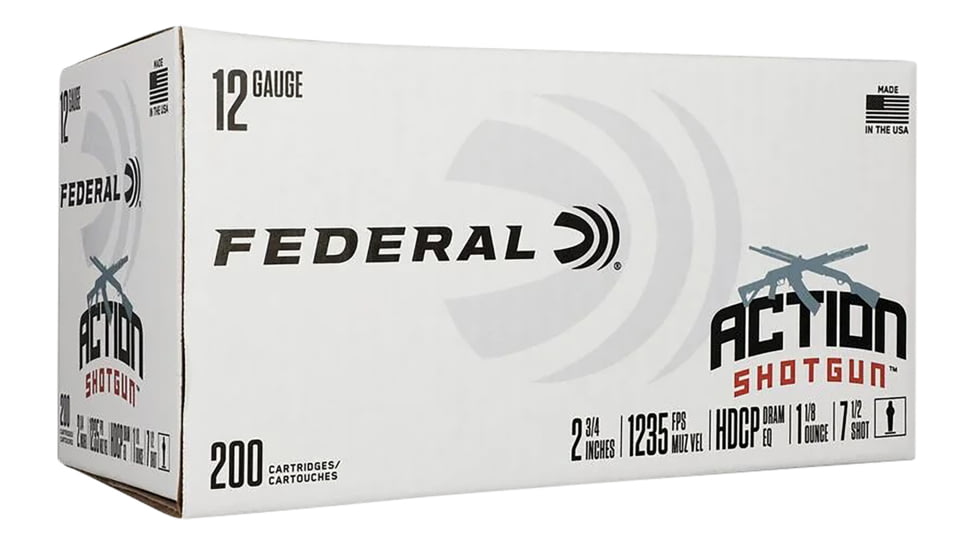 Federal AS12H75 Action Shotgun Target 12 Gauge 2.75 1 1/8 Oz 7.5 Shot 200 Per B