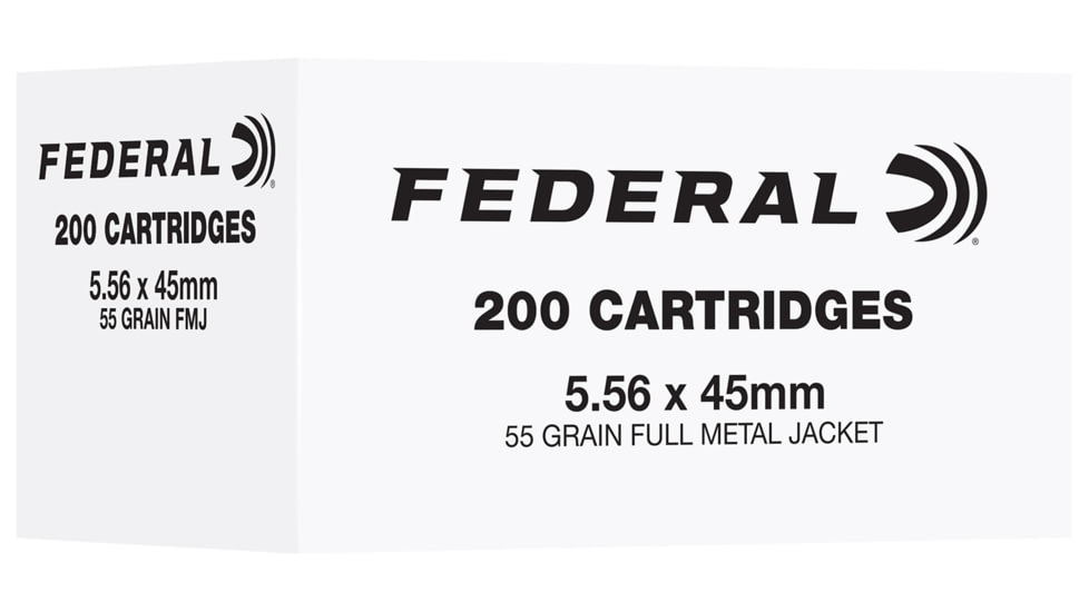 Federal 5.56x45mm 55 Grain FMJ Brass Rifle Ammo, 100 Rounds, FC556F200