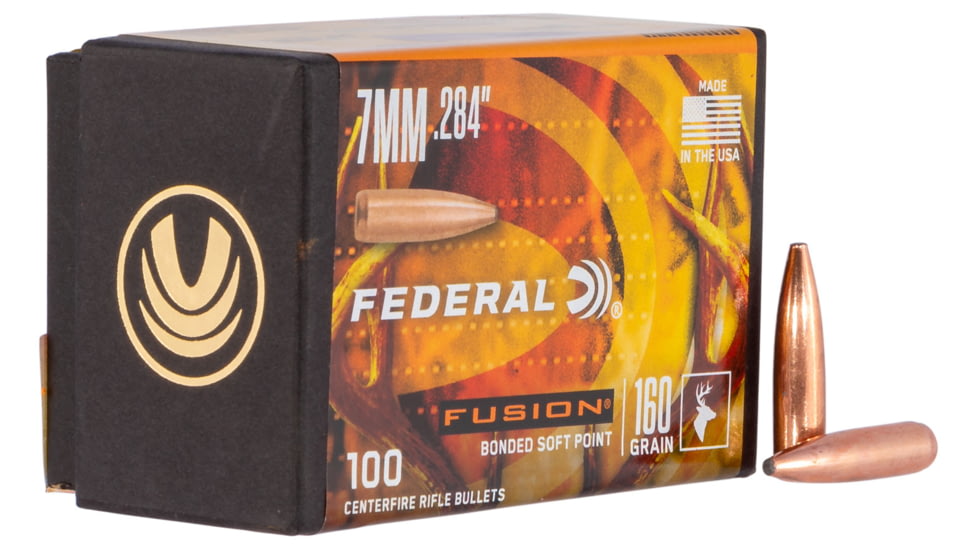 Federal Premium FB284F3 Fusion Component 7mm .284 160 GR Fusion Soft Point 100 Box
