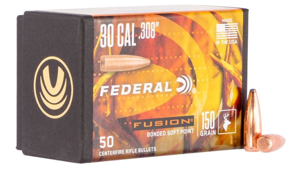 Federal Premium FB308F1 Fusion Component 30 Caliber .308 150 GR Fusion Soft Point 50 B