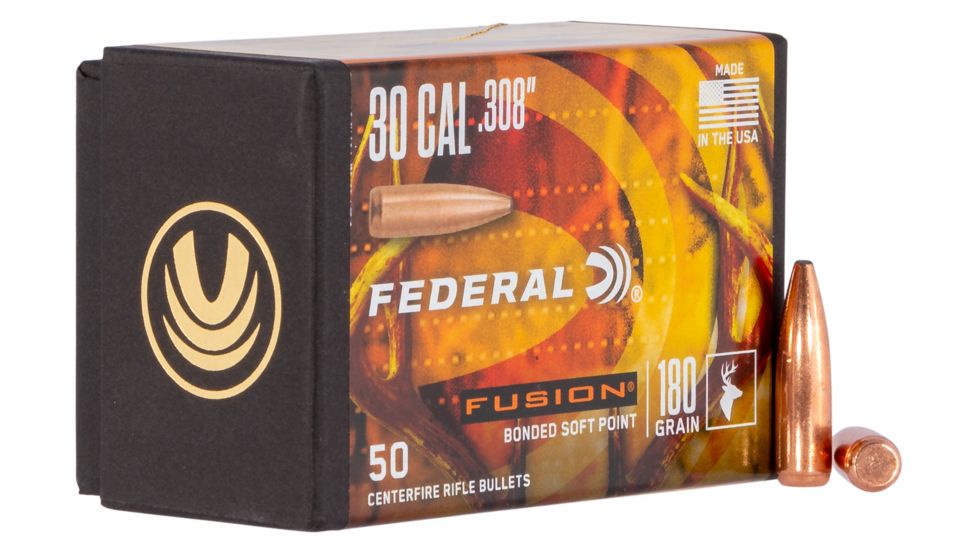 Federal Premium FB308F4 Fusion Component 30 Caliber .308 180 GR Fusion Soft Point 50 B