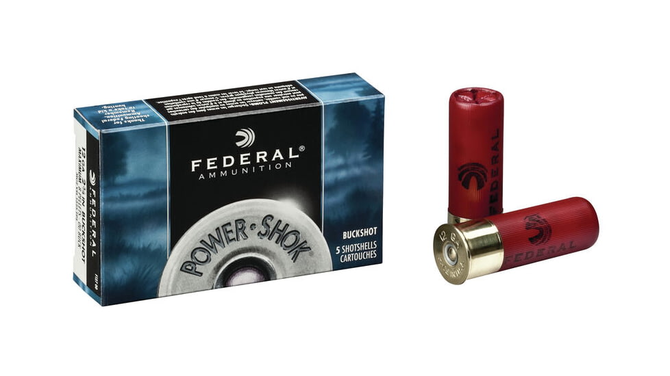 Federal Power-Shok 12 Gauge 1 7/16 Oz 2.75 in 00 Buckshot Centerfire Shotgun Slug Ammo, 5 Rounds, Fc13000