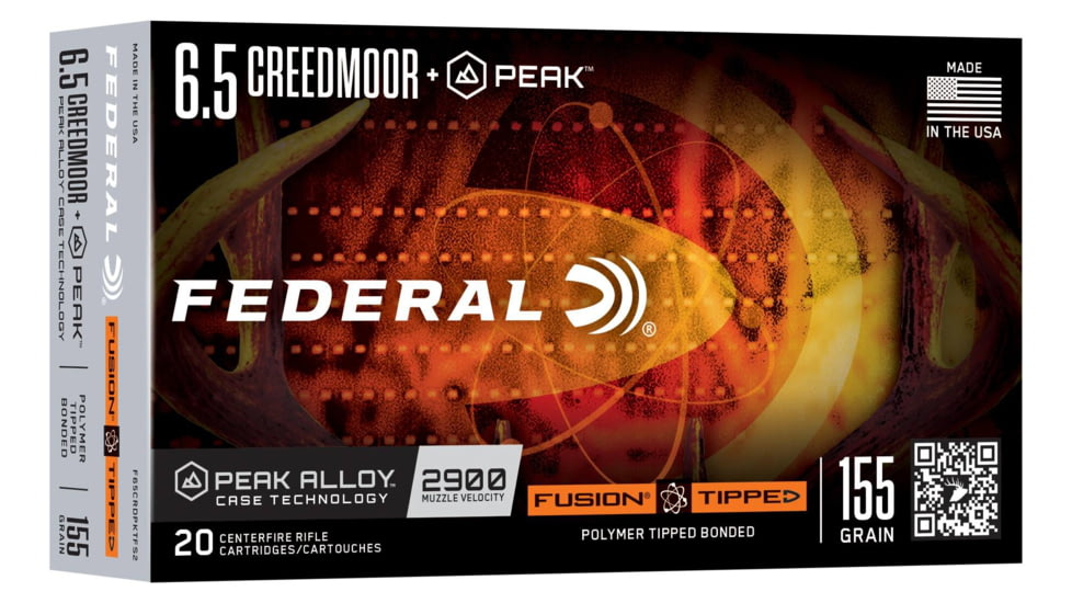 Federal 6.5 Creedmoor 155 grain Federal Fusion Tipped Peak Alloy Cased Rifle Ammunition