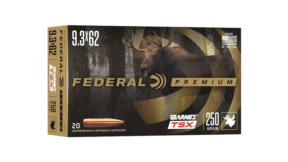 Federal 9.3x62mm 250 Grain Hollow Point Brass Rifle Ammunition