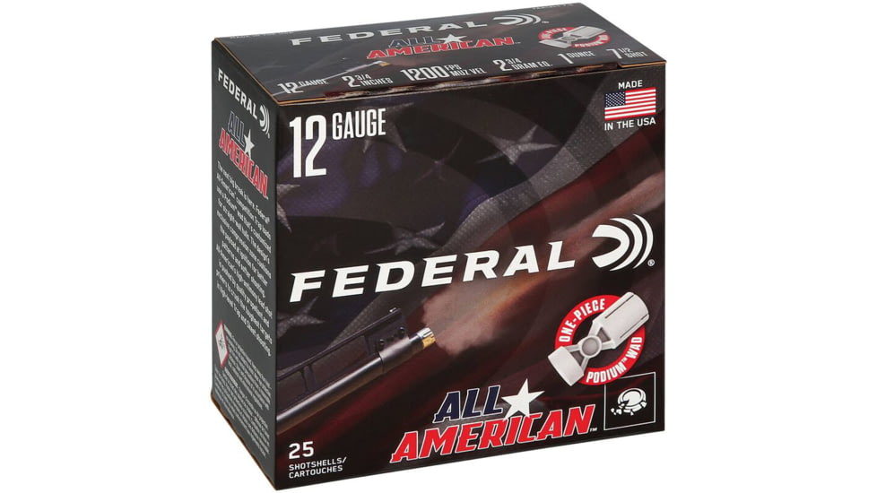 Federal FAA12L175 All-American 12Gauge 2.75 1oz 7.5Shot 25 Per Box/10 Case