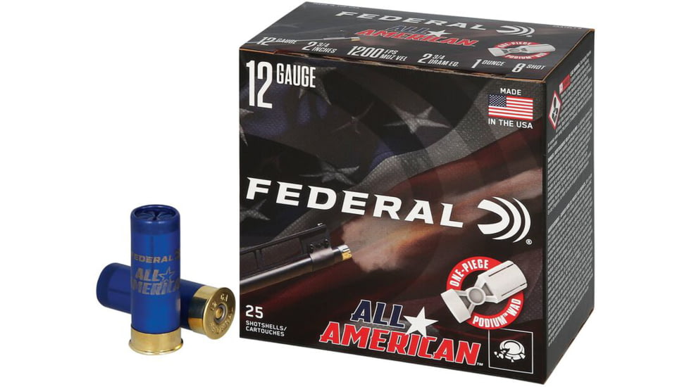 Federal FAA12L18 All-American 12Gauge 2.75 1oz 8Shot 25 Per Box/10 Case