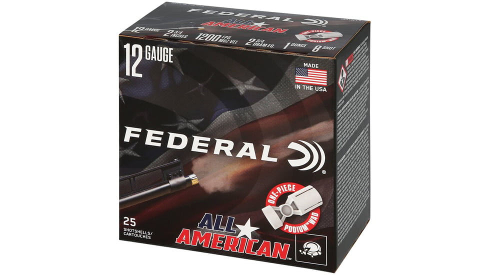 Federal FAA12L18 All-American 12Gauge 2.75 1oz 8Shot 25 Per Box/10 Case