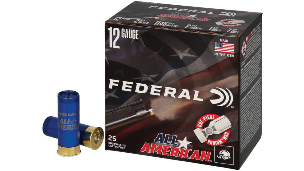 Federal FAA12L75 All-American 12Gauge 2.75 1 1/8oz 7.5Shot 25 Per Box/10 Case