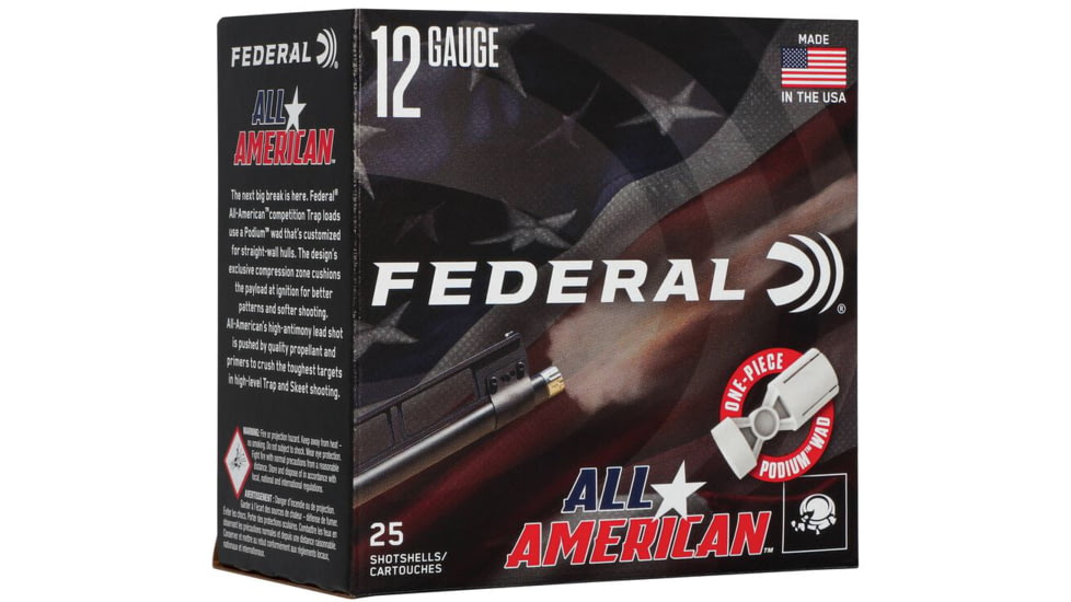 Federal FAA12L75 All-American 12Gauge 2.75 1 1/8oz 7.5Shot 25 Per Box/10 Case