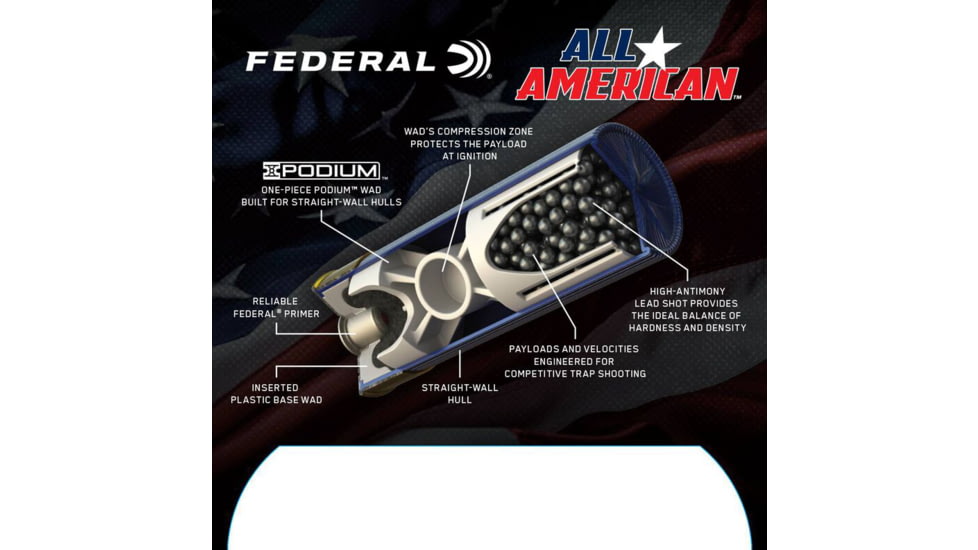 Federal FAA12L8 All-American 12Gauge 2.75 1 1/8oz 8Shot 25 Per Box/10 Case