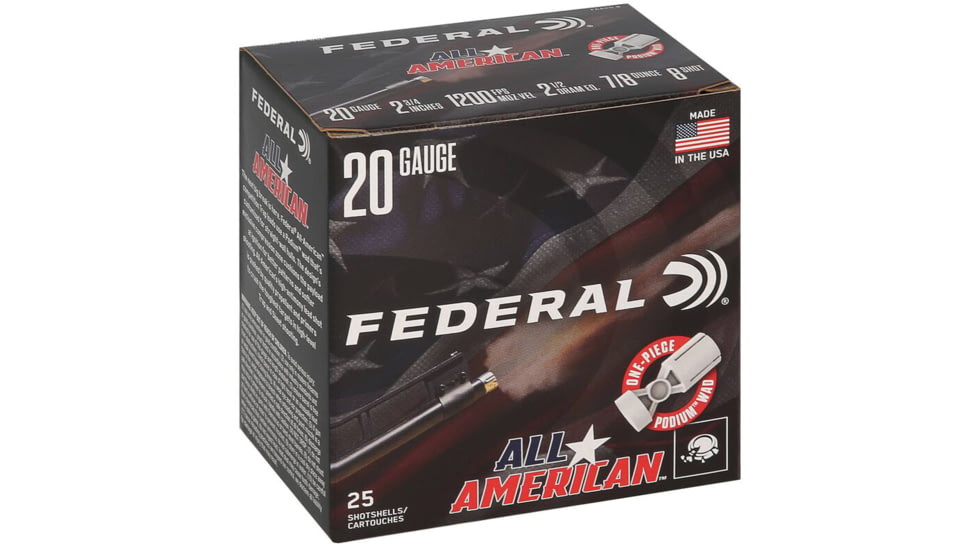 Federal FAA208 20Gauge 2.50 7/8oz 8Shot 25 Per Box/10 Case
