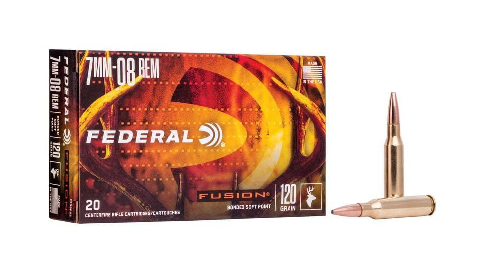 Federal Fusion 7mm-08 120 Grain Soft Point Centerfire Rifle Ammo, 20 Rounds, F708FS2