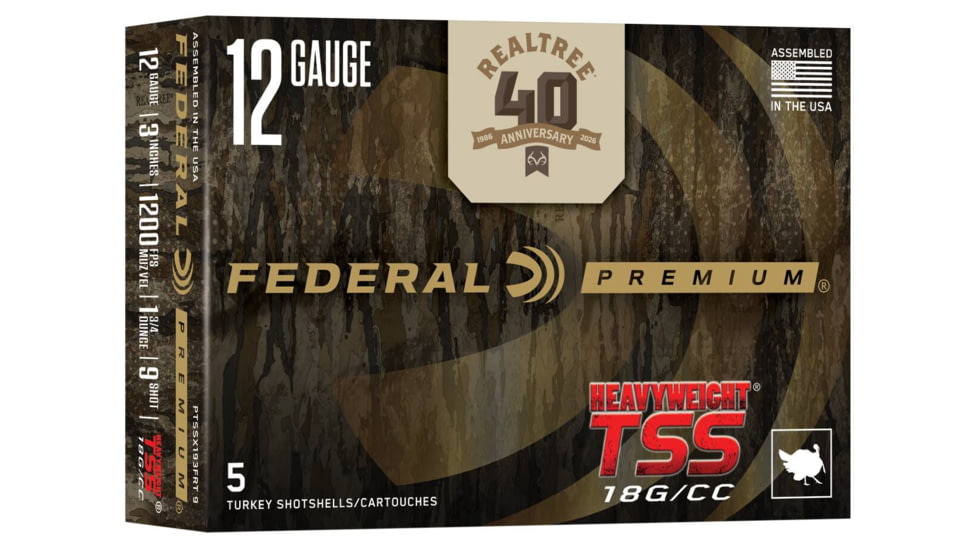 Federal HEAVYWEIGHT TSS Realtree 40th 12 Gauge 1-3/4oz 3n Shotgun Ammo, #9, 5 Rounds, PTSSX193FRT 9