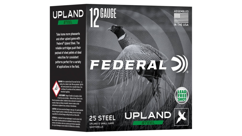 Federal Upland Steel 12 Gauge 1 1/8oz, 2 3/4in Shotgun Ammo, 4, 25 Rounds, USH12 4